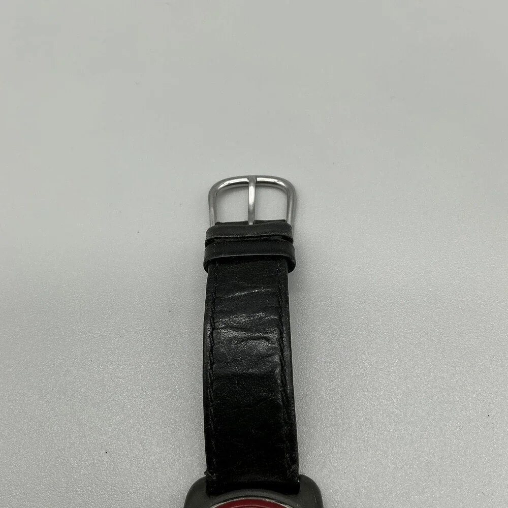 Swiss Army Mens Watch 33mm White Dial Black Leather Red Bezel New Battery